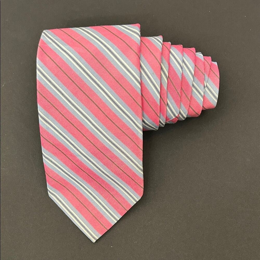 Hickey Freeman Pink Striped Men's Tie, 100% Silk, Office to Special Occasion